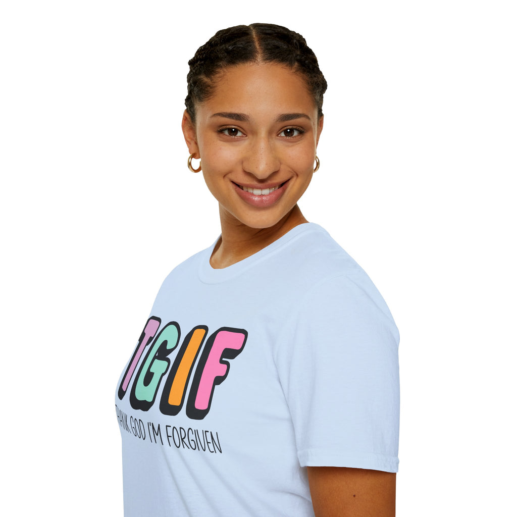 TGIF "Thank God I’m Forgiven" T-Shirt — Colorful Christian Faith Tee