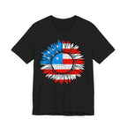 American Flag Sunflower T-Shirt — Patriotic USA Floral Tee for 4th of July