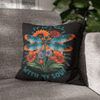 Dragonfly Floral Pillowcase — "It Is Well With My Soul" Decorative Throw Pillow Cover