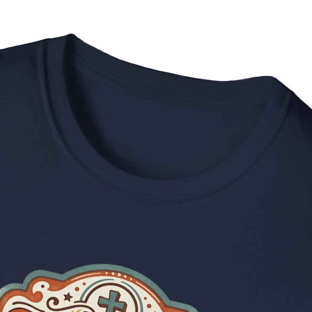 Christian T-Shirt — "Jesus Saves" Vintage Script Faith Tee