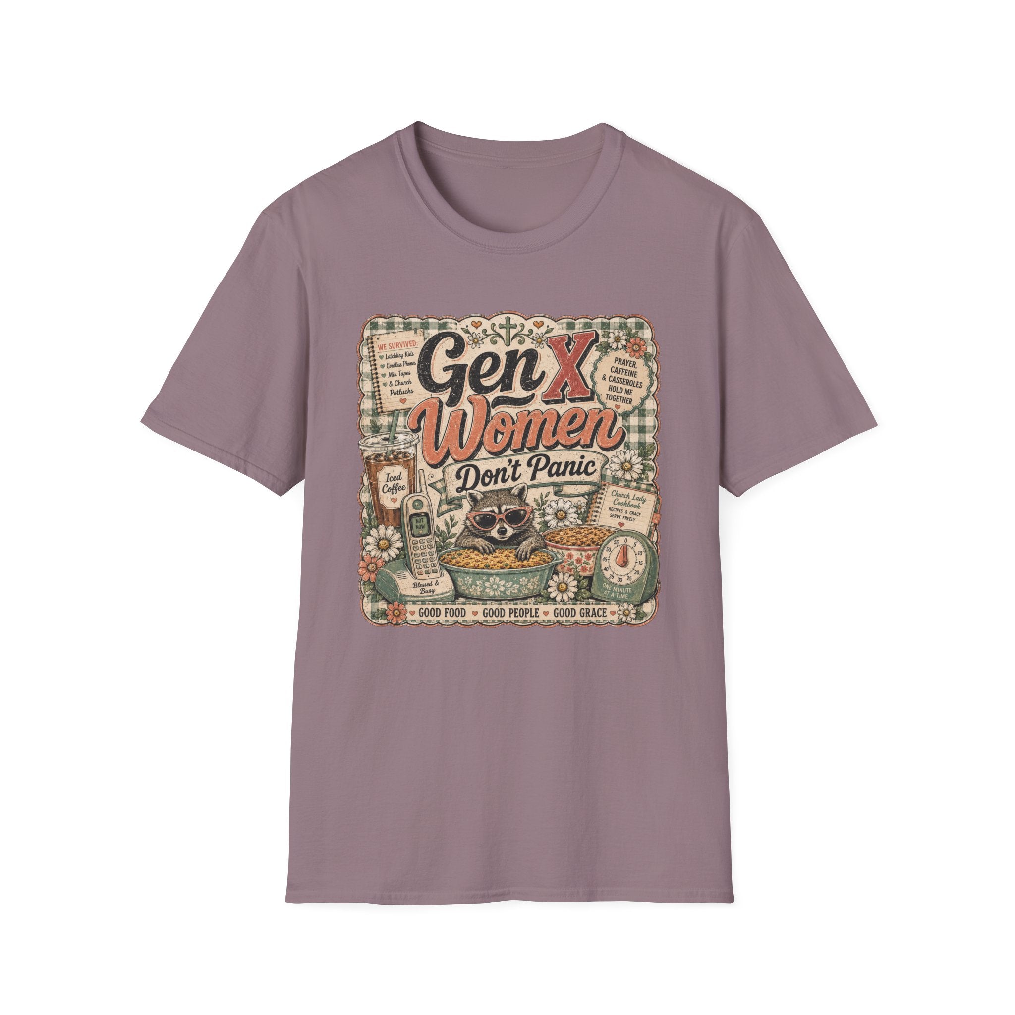 Gen X Women Don't Panic T-Shirt — Retro Raccoon Vintage Graphic Tee