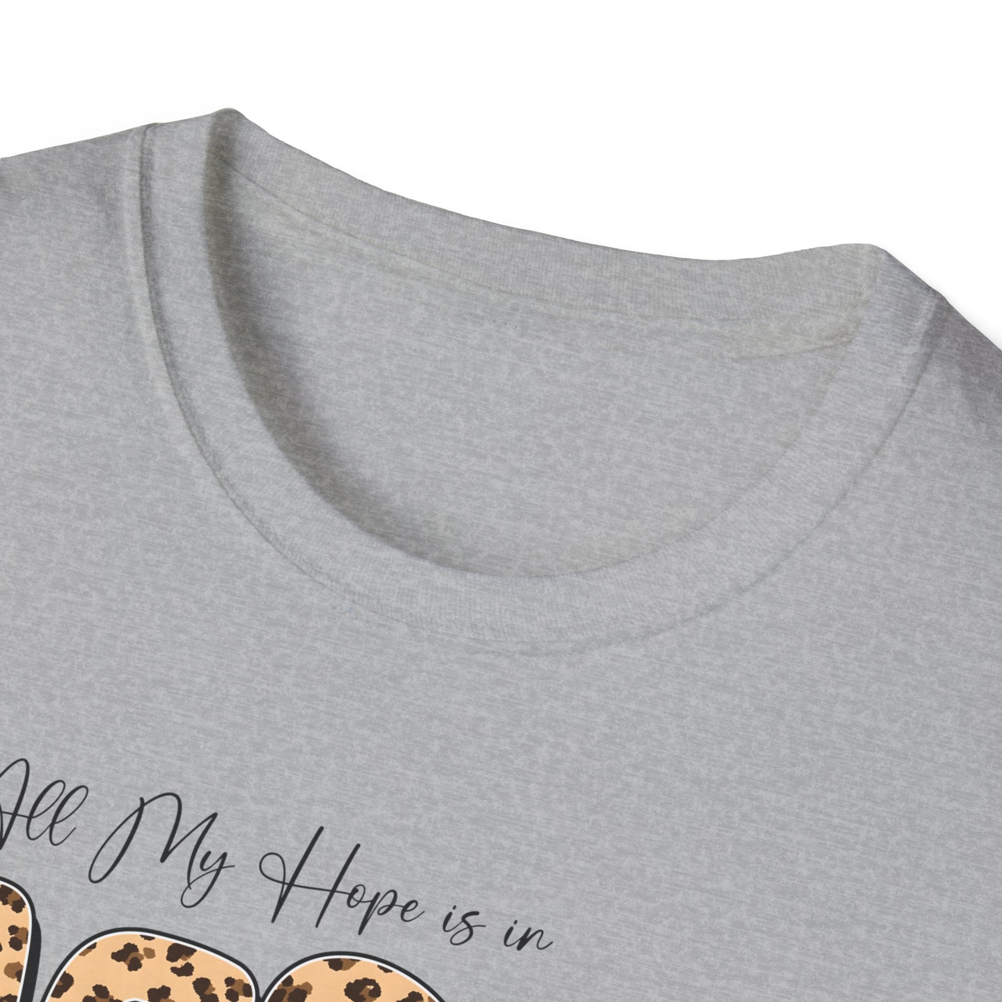 Jesus Leopard Print T-Shirt — "All My Hope Is In Jesus" Floral Faith Tee