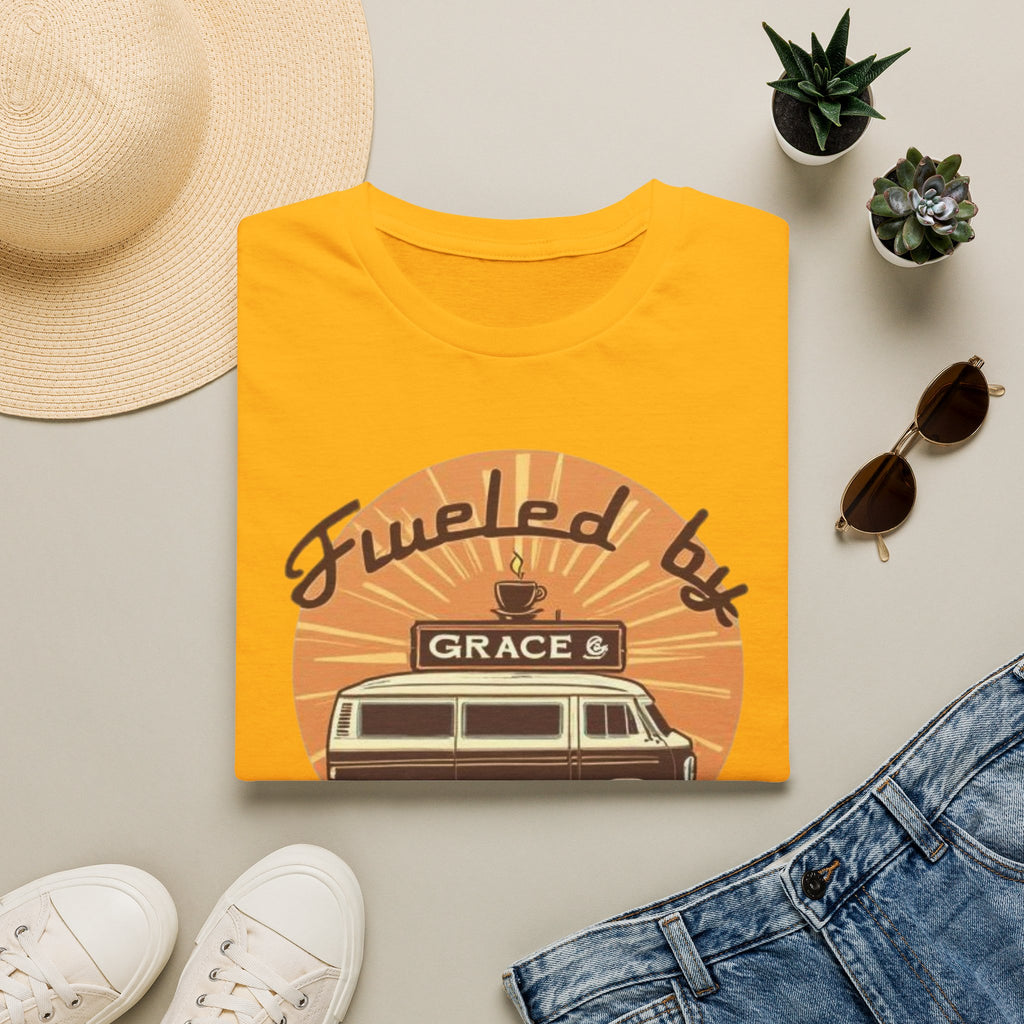 Fueled by Grace & Caffeine Van T-Shirt — Retro Coffee Roadtrip Tee