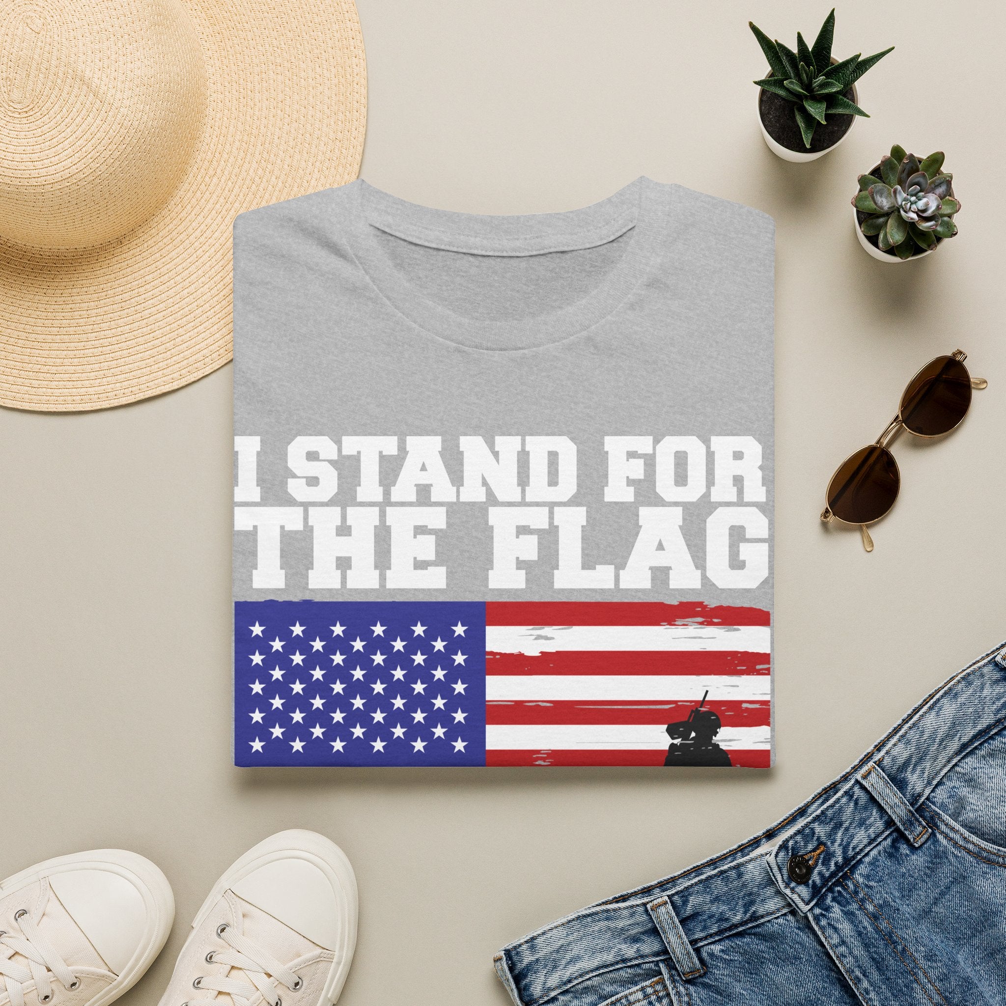 I Stand for the Flag & Kneel for the Cross T-Shirt — Patriotic American Flag Tee