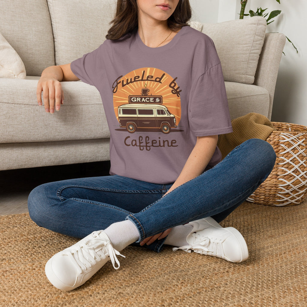 Fueled by Grace & Caffeine Van T-Shirt — Retro Coffee Roadtrip Tee