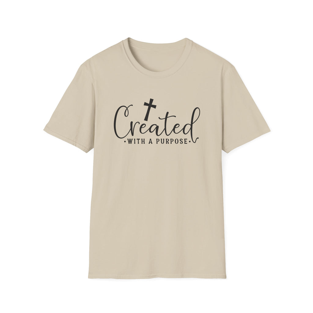 Created With a Purpose Christian T-Shirt — Faith Cross Inspirational Tee
