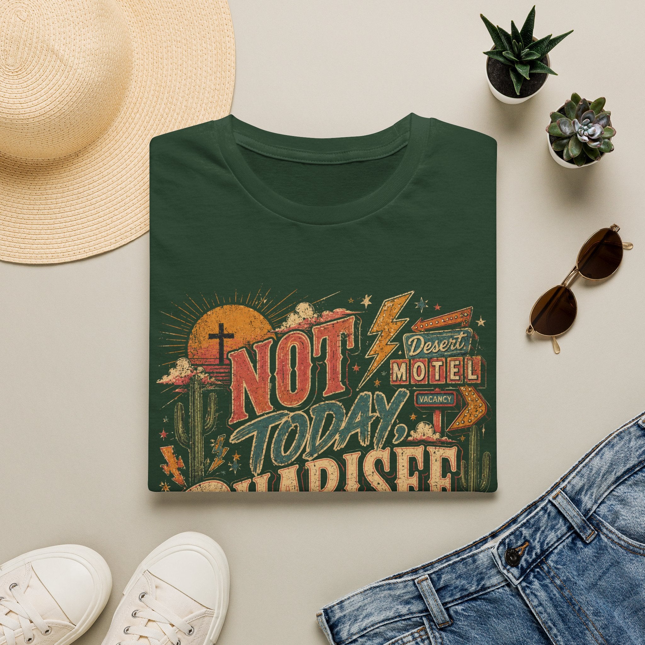 Not Today Pharisee T-Shirt — Retro Desert Christian Faith Tee
