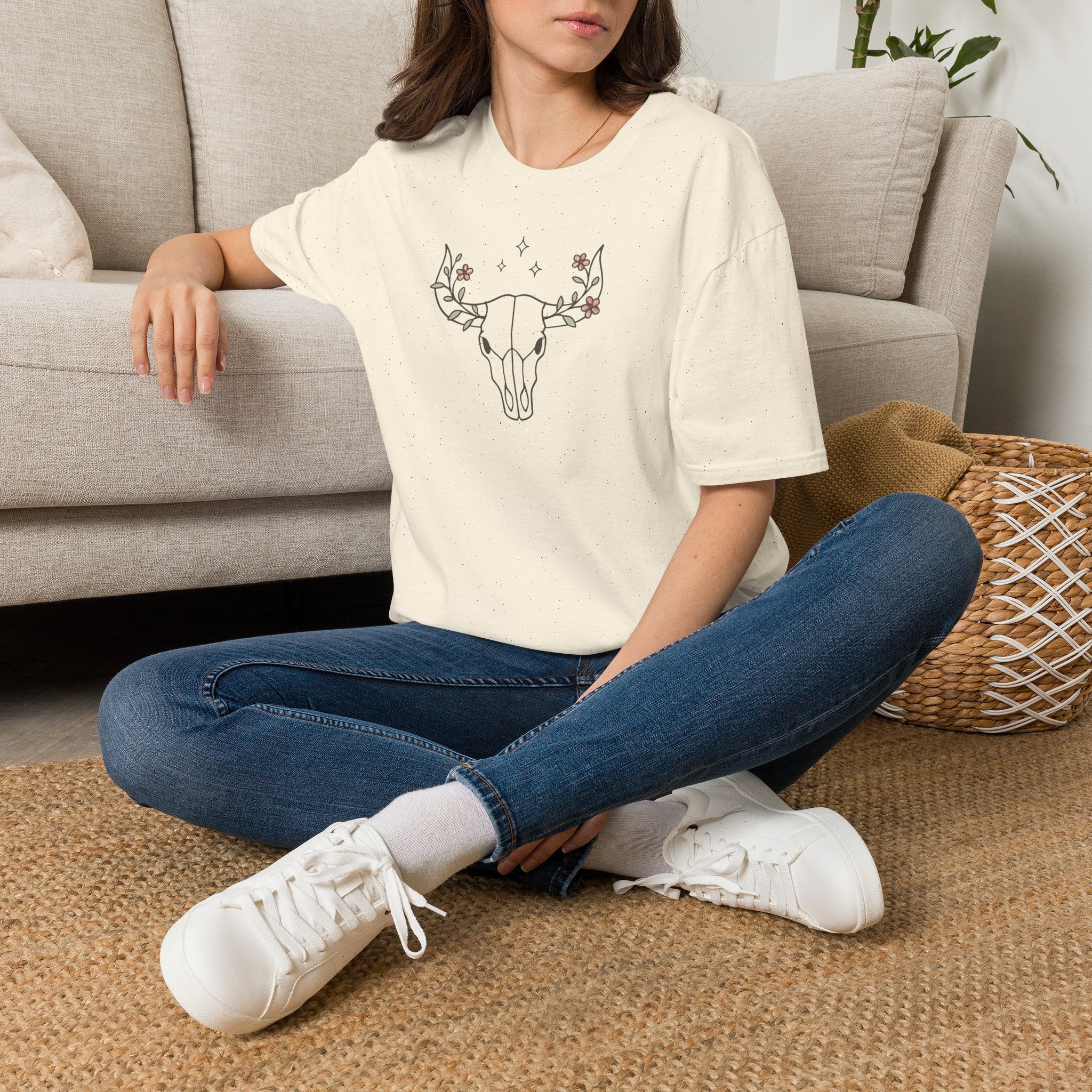 Floral deer skull T-Shirt