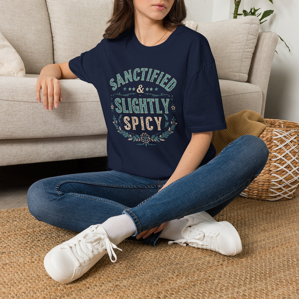 Sanctified & Slightly Spicy T-Shirt — Christian Faith with Fun Attitude