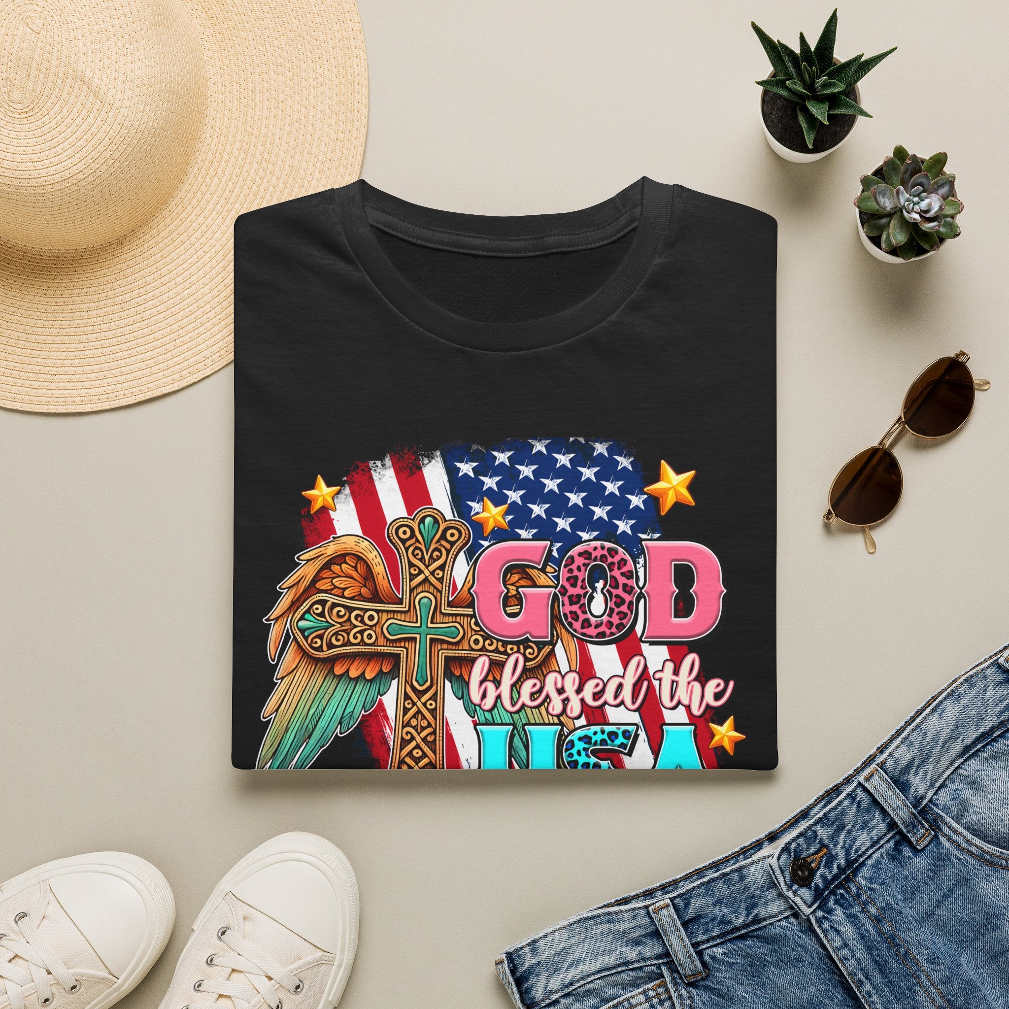 God Blessed the USA T-Shirt — Patriotic Christian Flag Tee