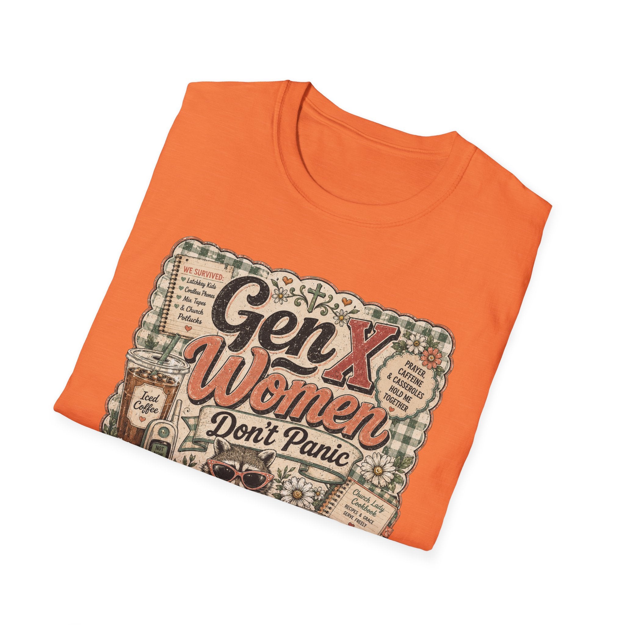 Gen X Women Don't Panic T-Shirt — Retro Raccoon Vintage Graphic Tee