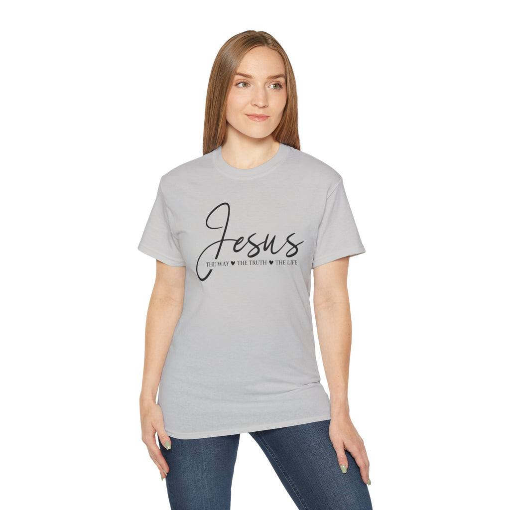 Jesus Script Tee — "Jesus: The Way The Truth The Life" Christian Faith T-Shirt