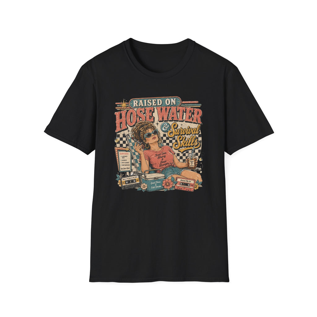 Raised on Hose Water Retro Graphic T-Shirt — Vintage Barber/Salon Vibes