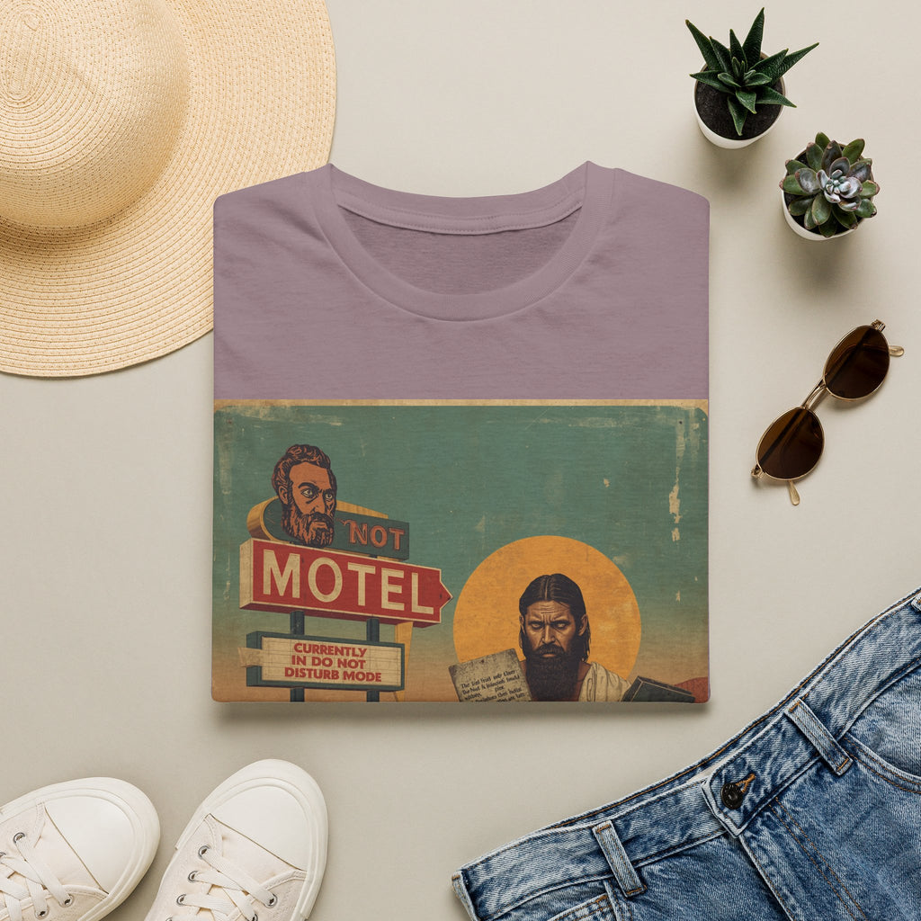Desert Motel Graphic T‑Shirt — Vintage Roadside Jesus Art Tee