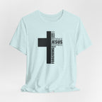 Christian Cross T-Shirt – 'Jesus, Forgiving, Love, Kindness' Word Cloud Tee
