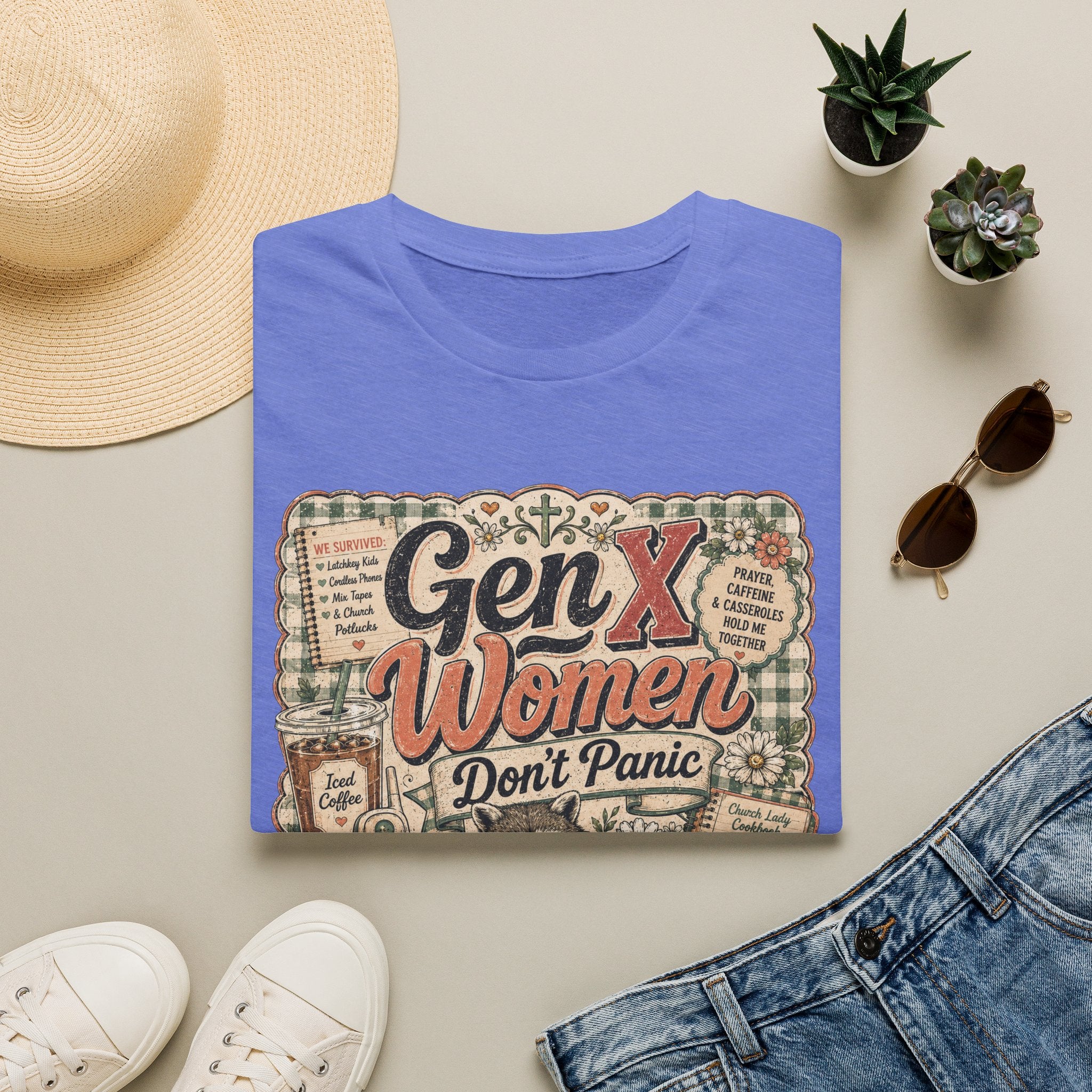 Gen X Women Don't Panic T-Shirt — Retro Raccoon Vintage Graphic Tee