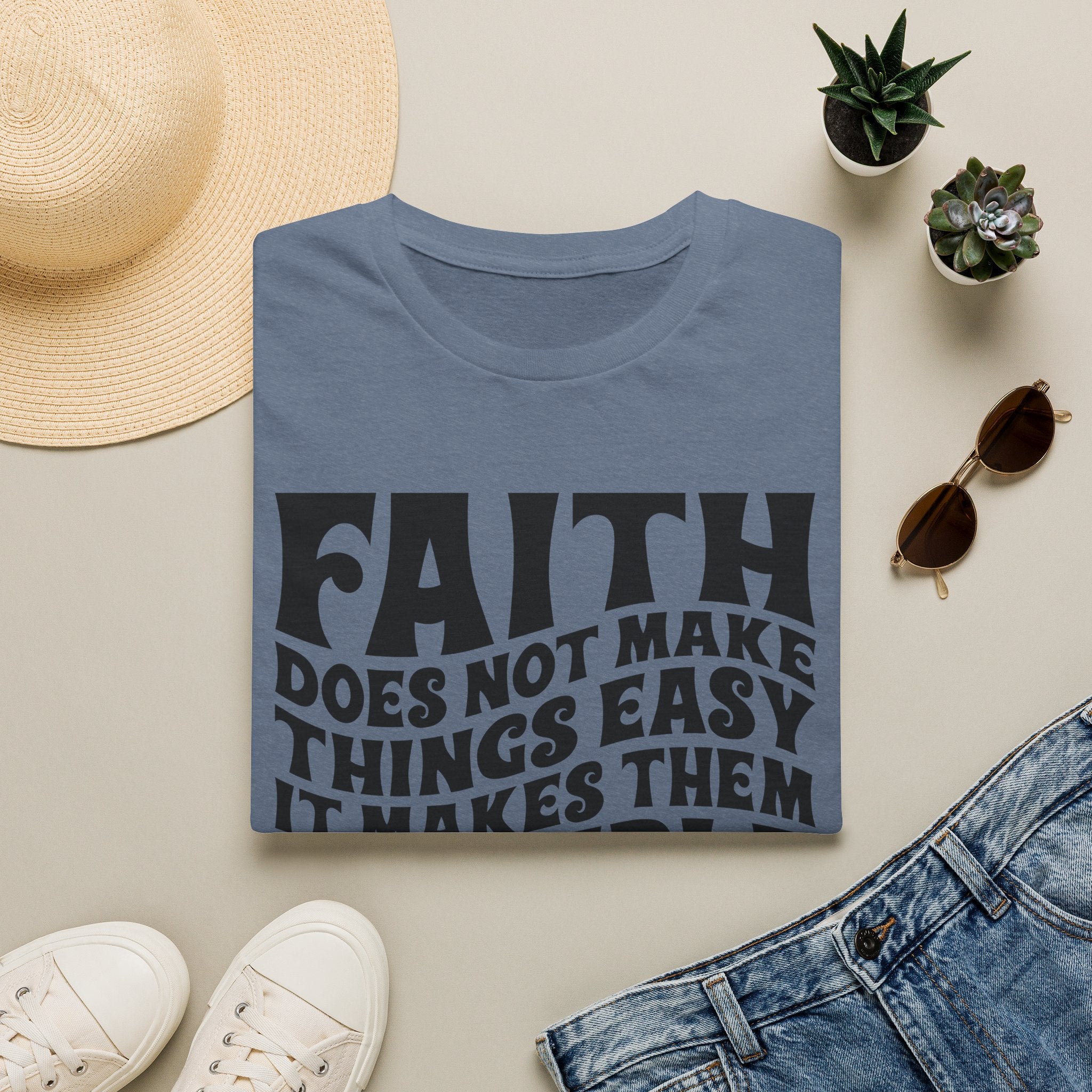 Faith Quote T-Shirt — “Faith does not make things easy, it makes them possible” Inspirational Christian Tee