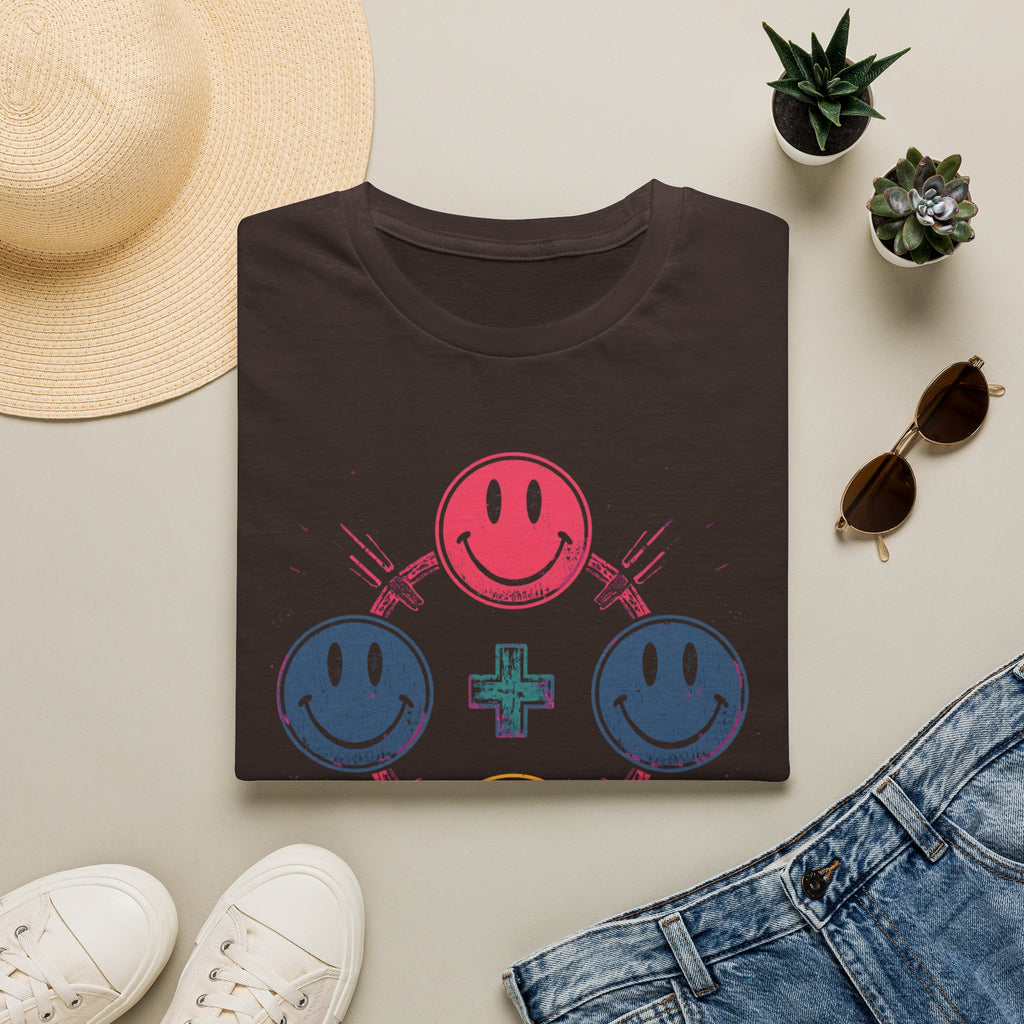 Faith Smiley Cross T-Shirt — Colorful Retro Smile Faces Graphic Tee