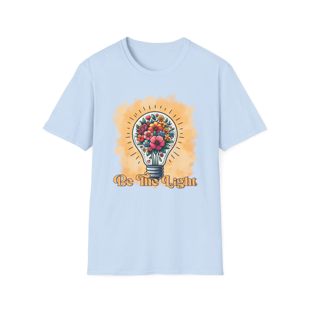 Be The Light Graphic T-Shirt — Floral Lightbulb Inspirational Tee