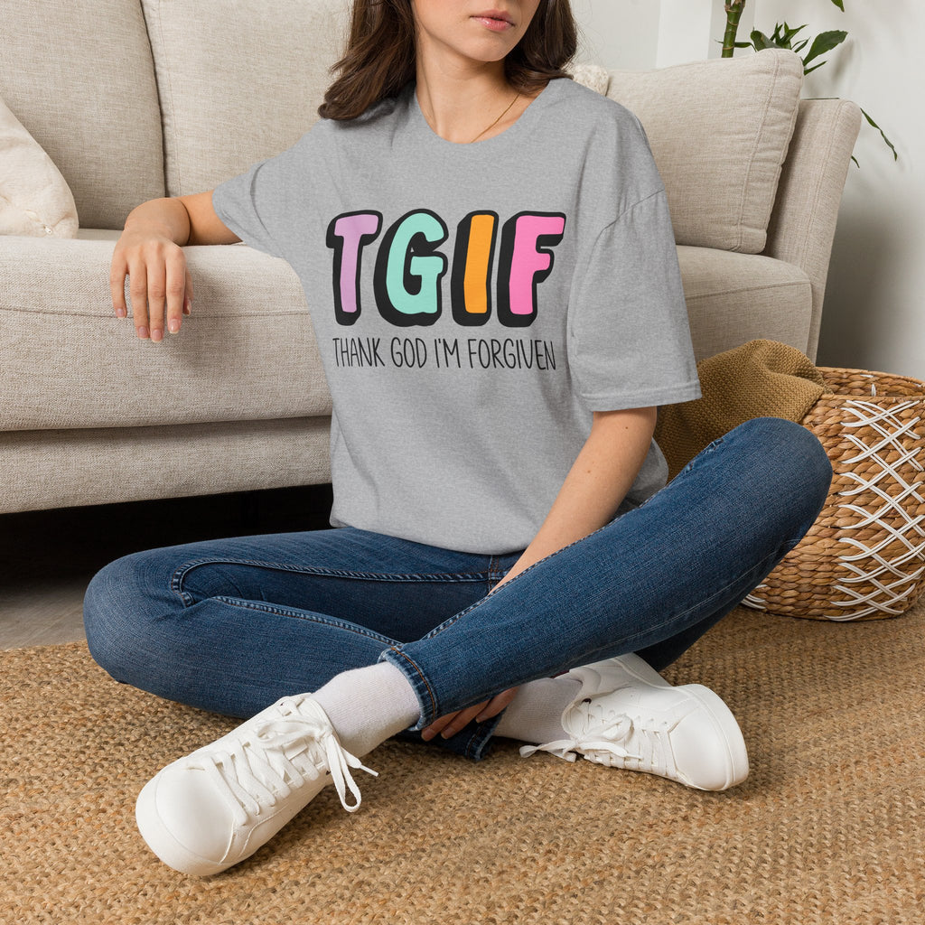 TGIF "Thank God I’m Forgiven" T-Shirt — Colorful Christian Faith Tee