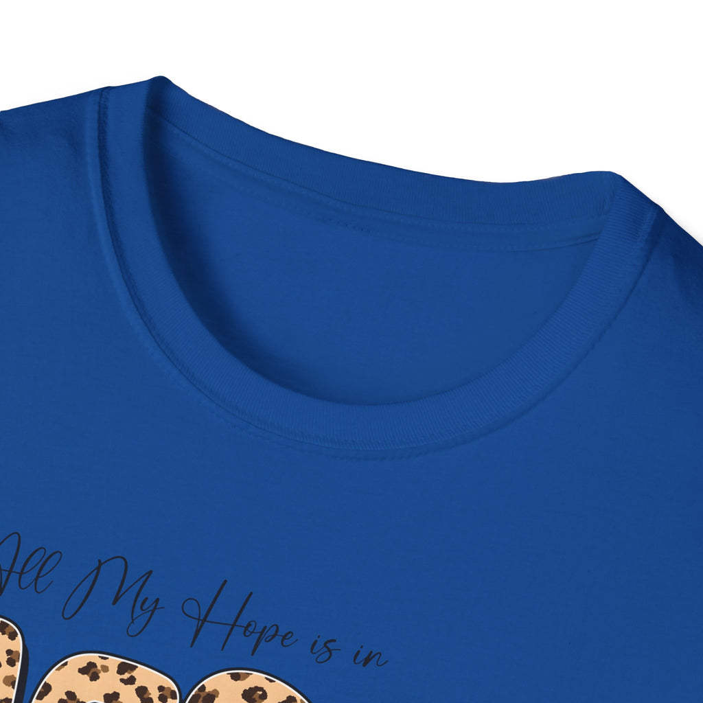 Jesus Leopard Print T-Shirt — "All My Hope Is In Jesus" Floral Faith Tee