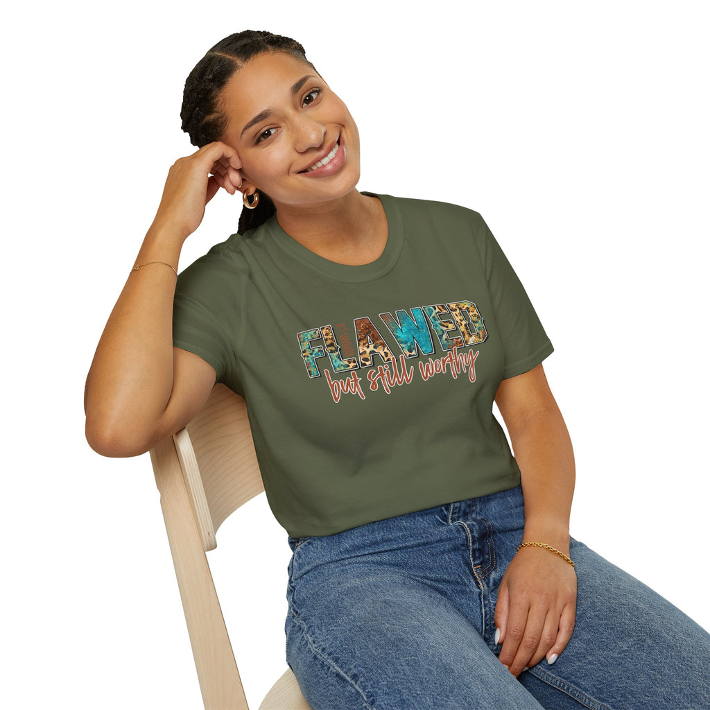 Flawed But Still Worthy T-Shirt – Inspirational Graphic Tee
