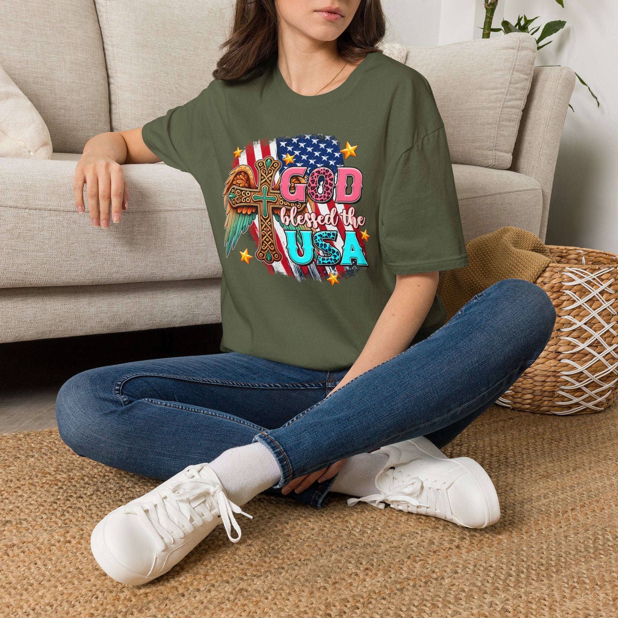 God Blessed the USA T-Shirt — Patriotic Christian Flag Tee