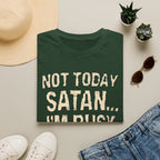 Not Today Satan I’m Busy T‑Shirt — Funny Christian Faith Graphic Tee