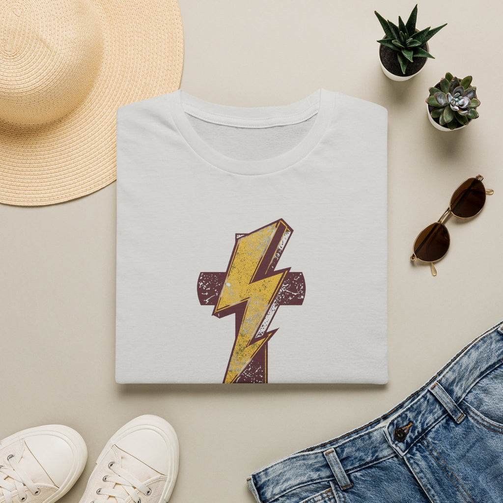 Vintage Lightning Bolt T-Shirt — Retro Distressed Yellow Bolt Tee