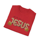 Jesus Leopard Print T-Shirt — "All My Hope Is In Jesus" Floral Faith Tee