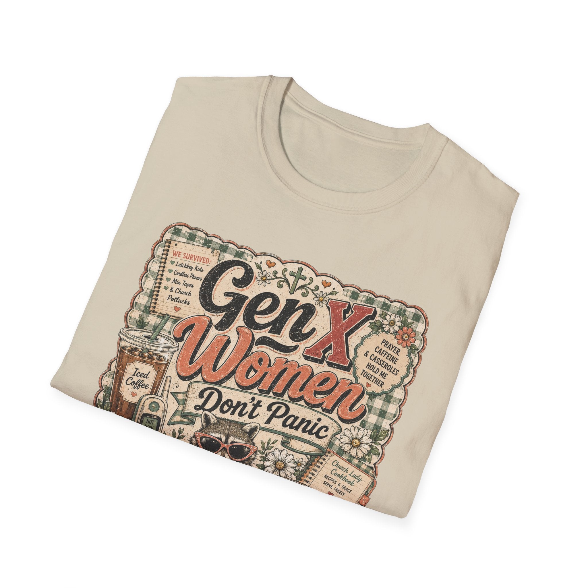 Gen X Women Don't Panic T-Shirt — Retro Raccoon Vintage Graphic Tee