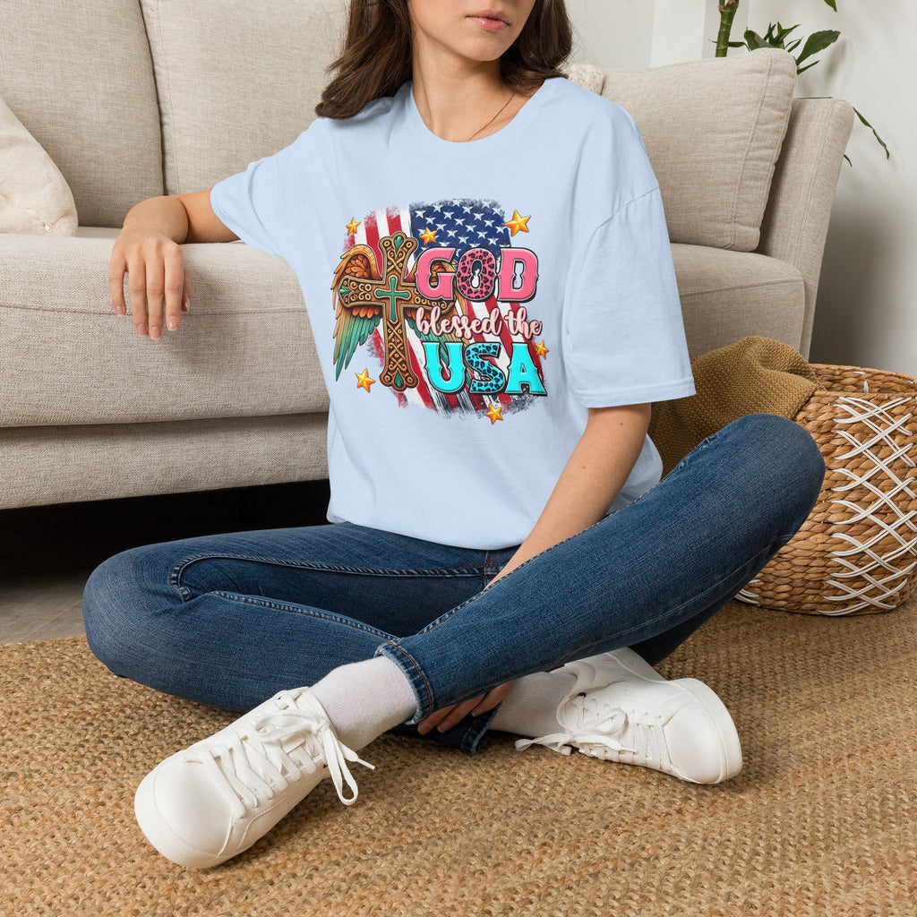 God Blessed the USA T-Shirt — Patriotic Christian Flag Tee