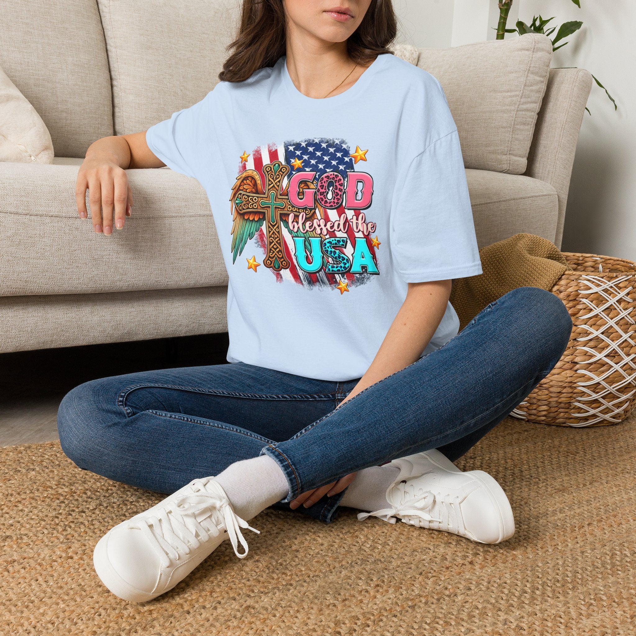 God Blessed the USA T-Shirt — Patriotic Christian Flag Tee