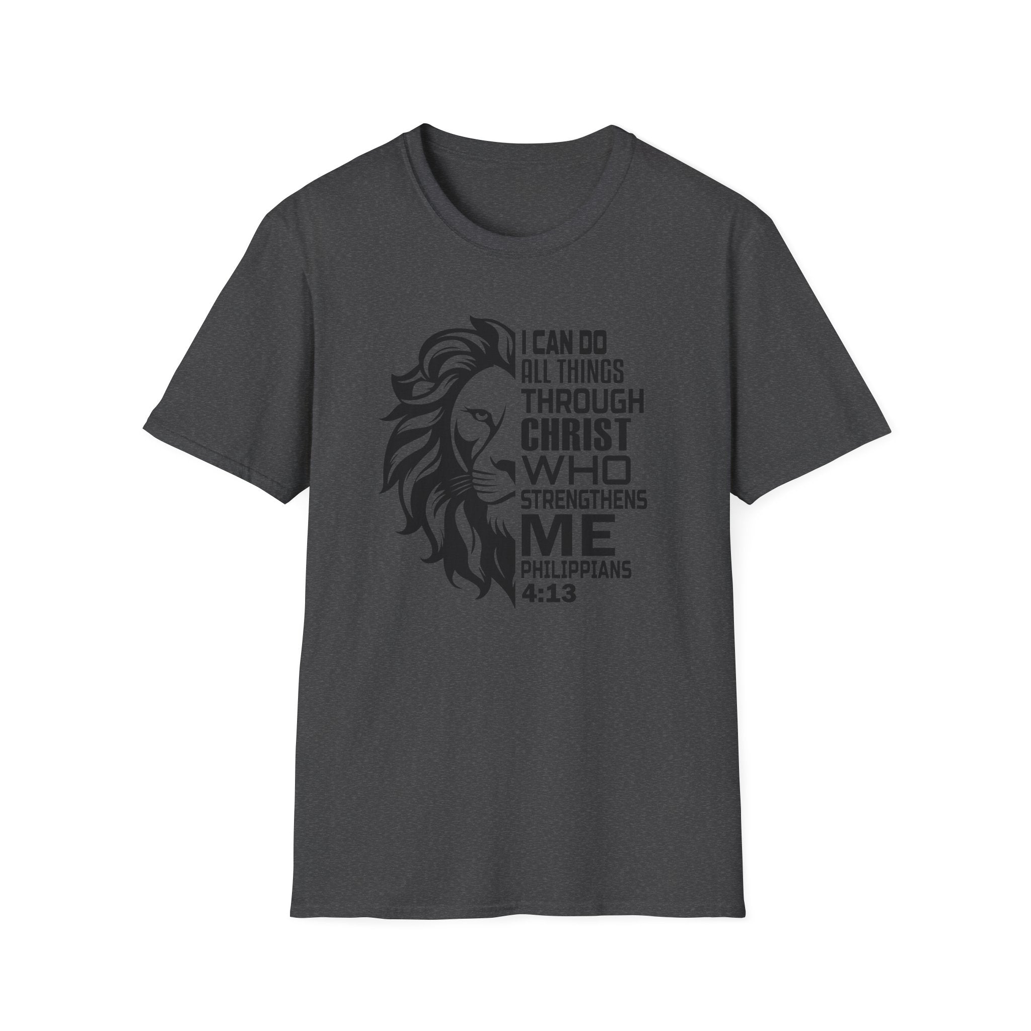 Philippians 4:13 Lion T-Shirt – "I Can Do All Things Through Christ" Christian Tee