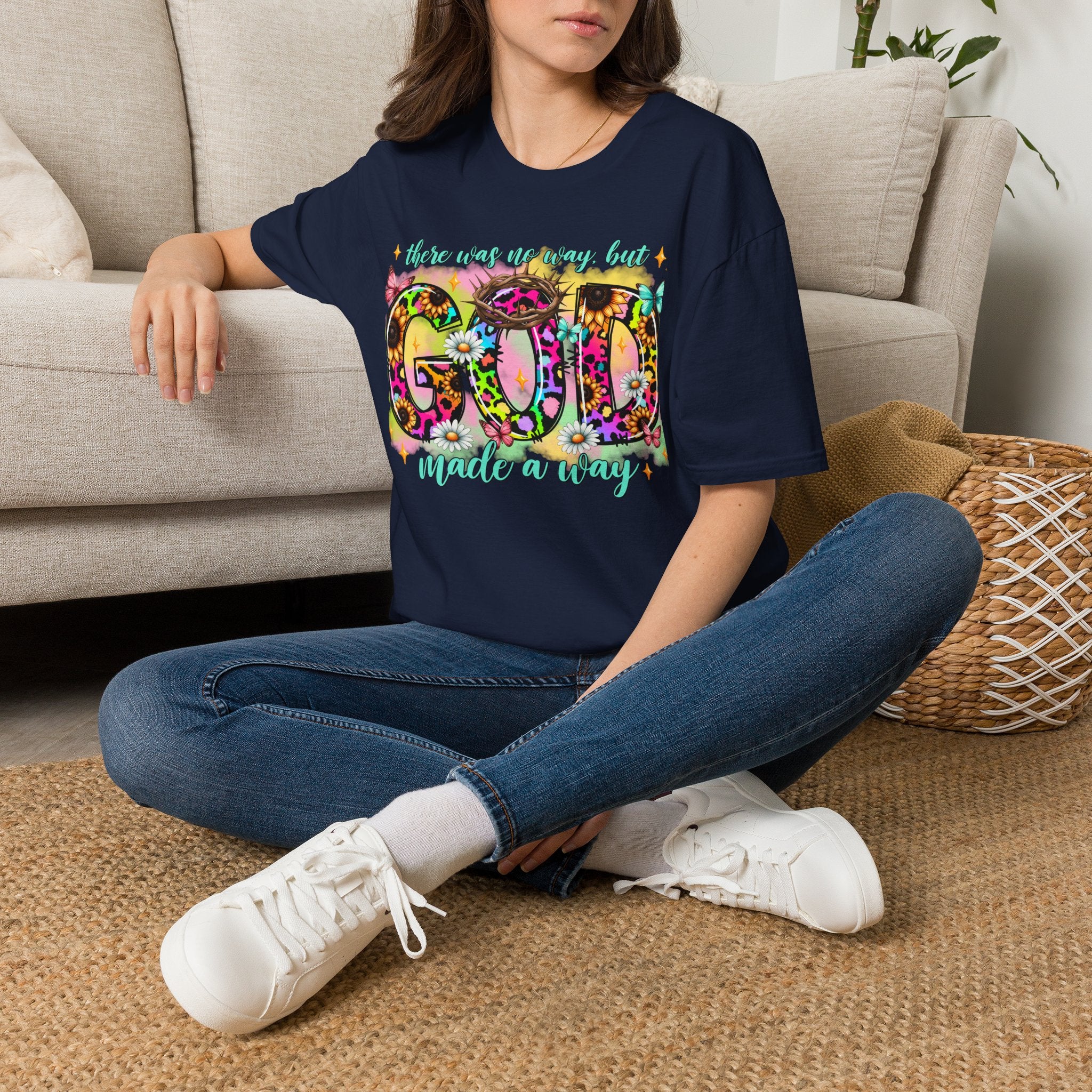 Floral 'God Made a Way' Christian Graphic T-Shirt