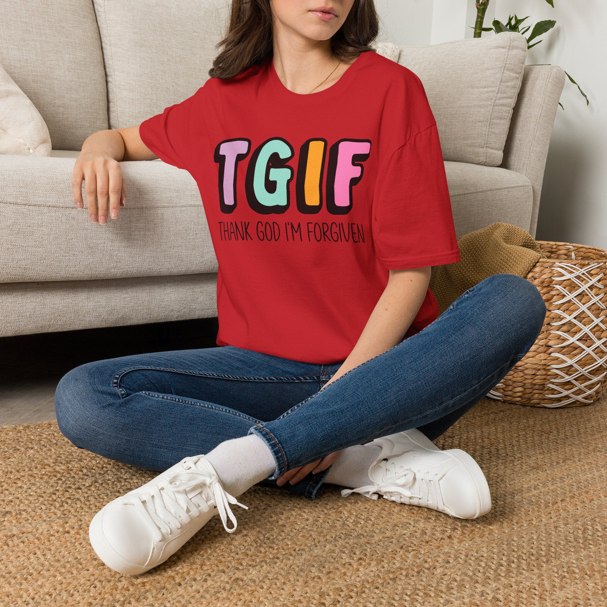 TGIF "Thank God I’m Forgiven" T-Shirt — Colorful Christian Faith Tee