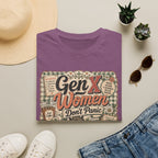 Gen X Women Don't Panic T-Shirt — Retro Raccoon Vintage Graphic Tee
