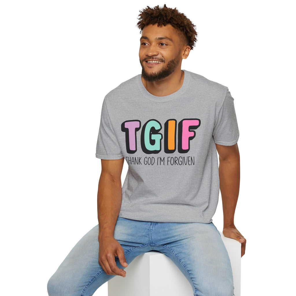 TGIF "Thank God I’m Forgiven" T-Shirt — Colorful Christian Faith Tee