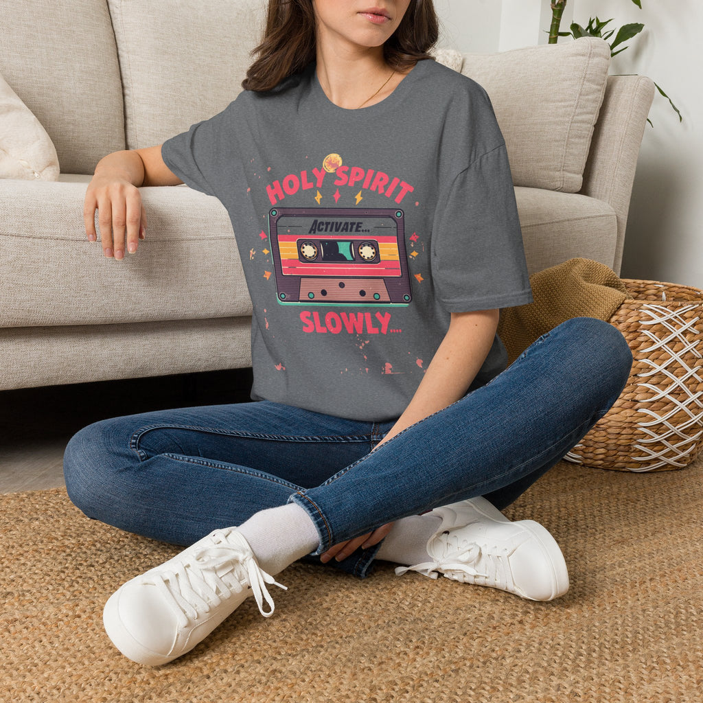 Holy Spirit Activate Slowly T-Shirt — Retro Cassette Christian Tee