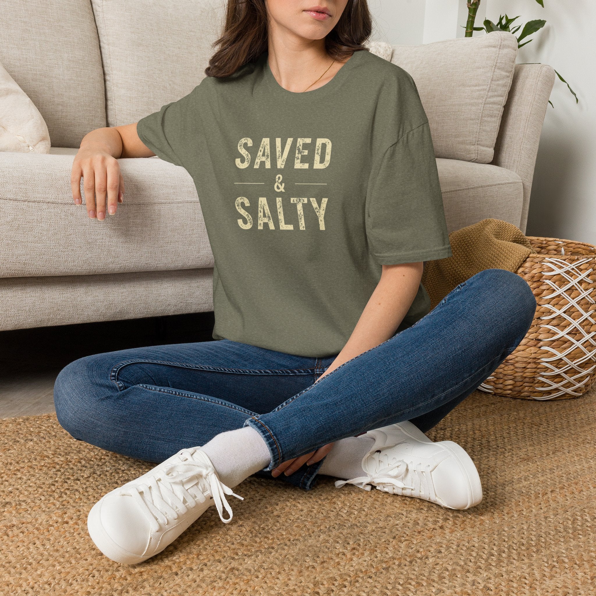 Saved & Salty T‑Shirt — Christian Beachy Faith Graphic Tee