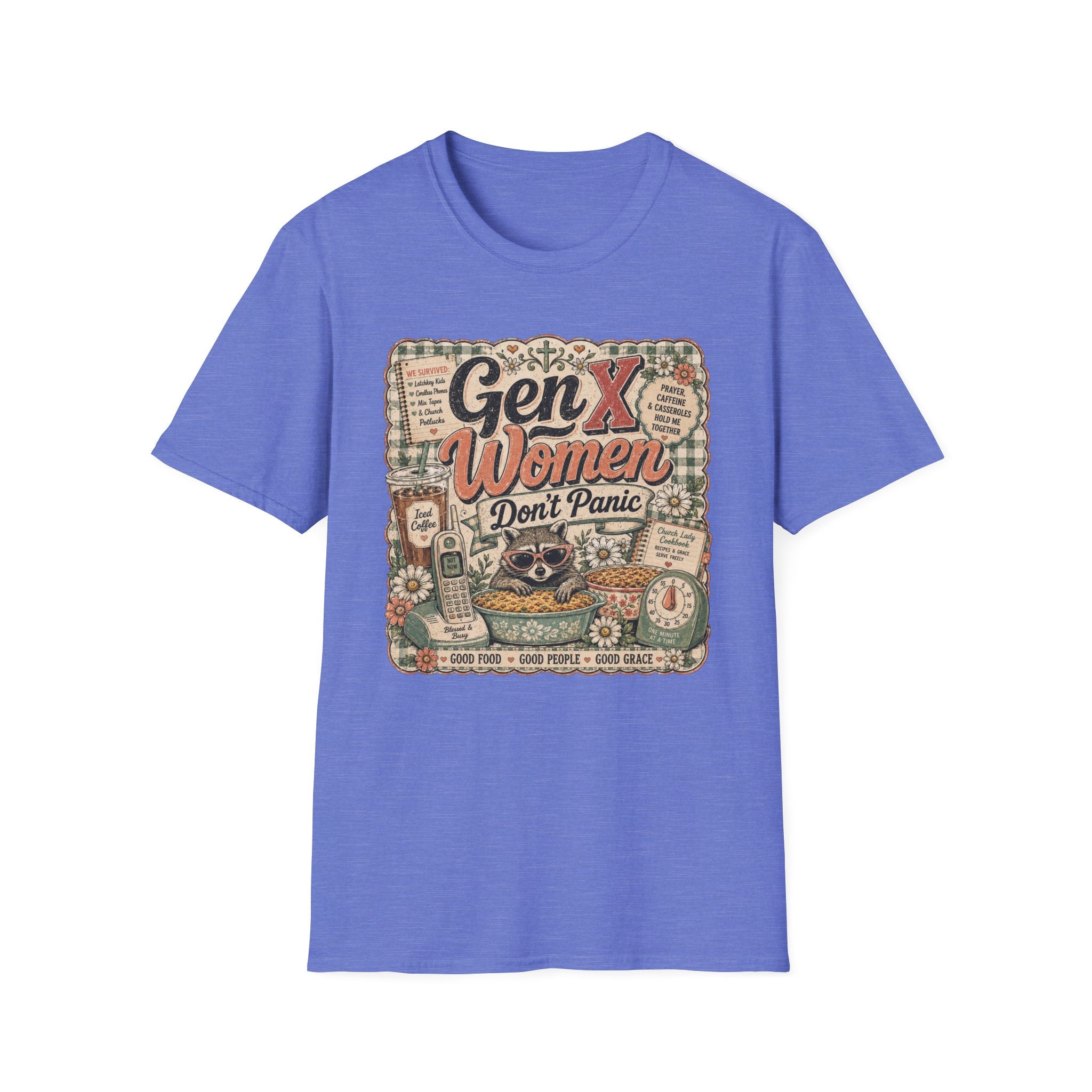 Gen X Women Don't Panic T-Shirt — Retro Raccoon Vintage Graphic Tee