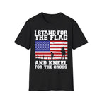 I Stand for the Flag & Kneel for the Cross T-Shirt — Patriotic American Flag Tee