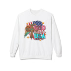 God Blessed the USA Crewneck Sweatshirt — Patriotic Christian American Flag Design