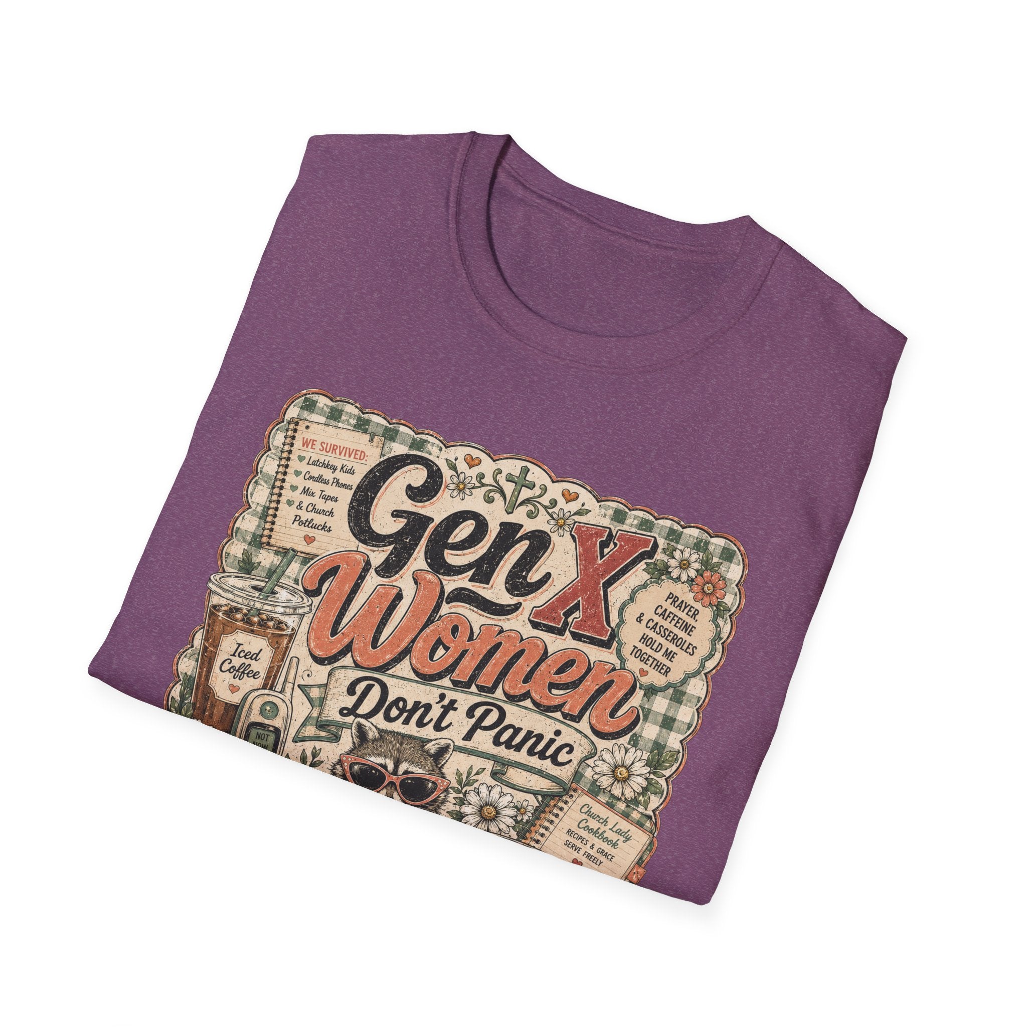 Gen X Women Don't Panic T-Shirt — Retro Raccoon Vintage Graphic Tee