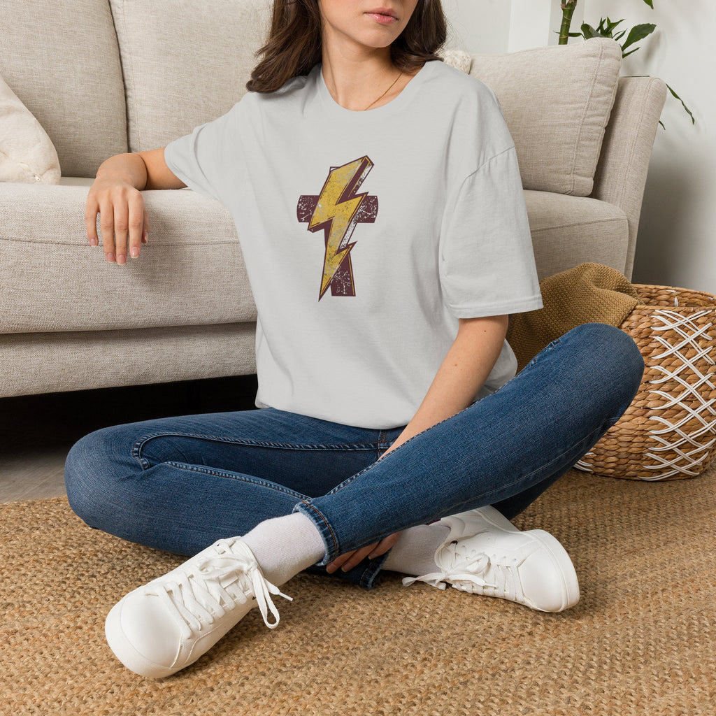 Vintage Lightning Bolt T-Shirt — Retro Distressed Yellow Bolt Tee