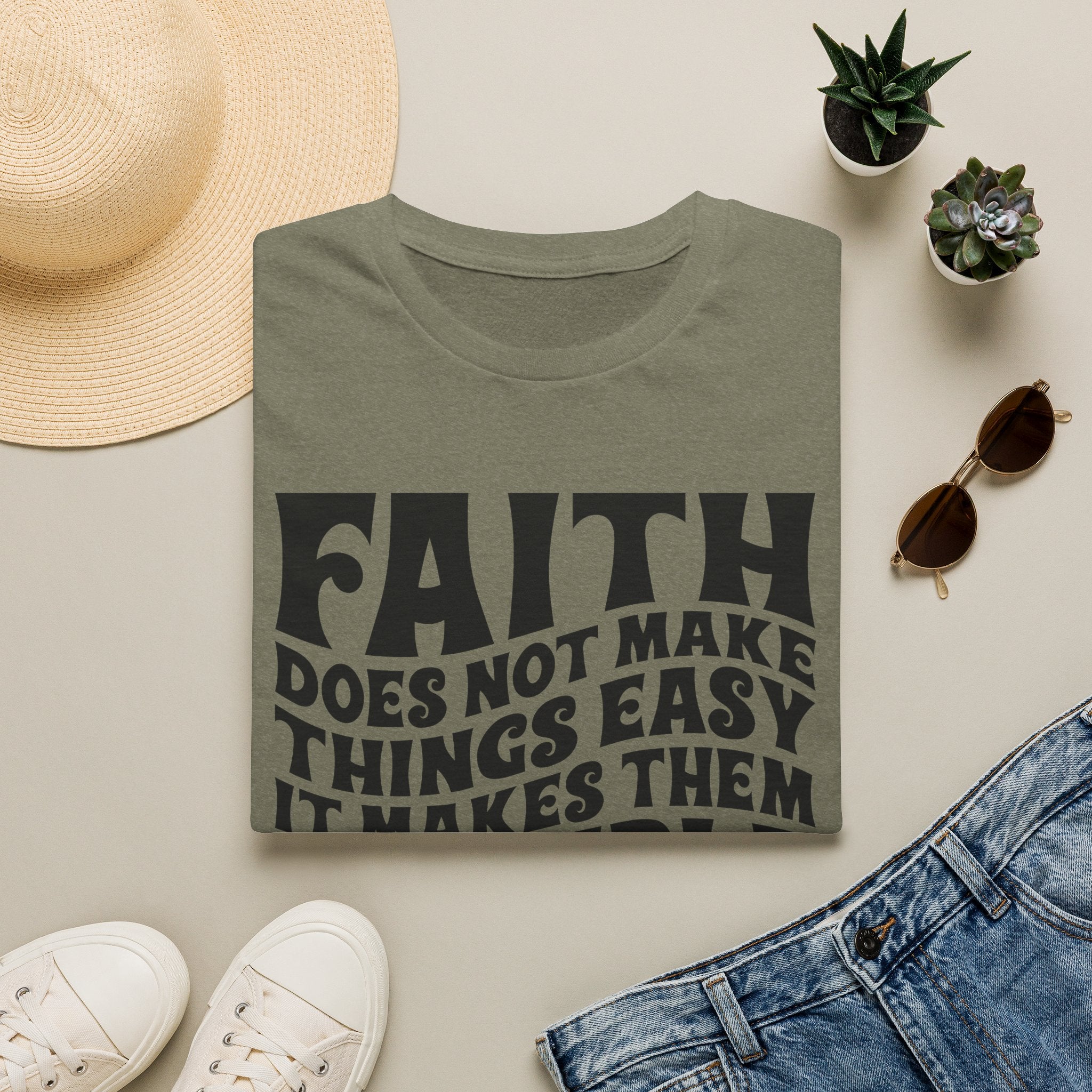 Faith Quote T-Shirt — “Faith does not make things easy, it makes them possible” Inspirational Christian Tee