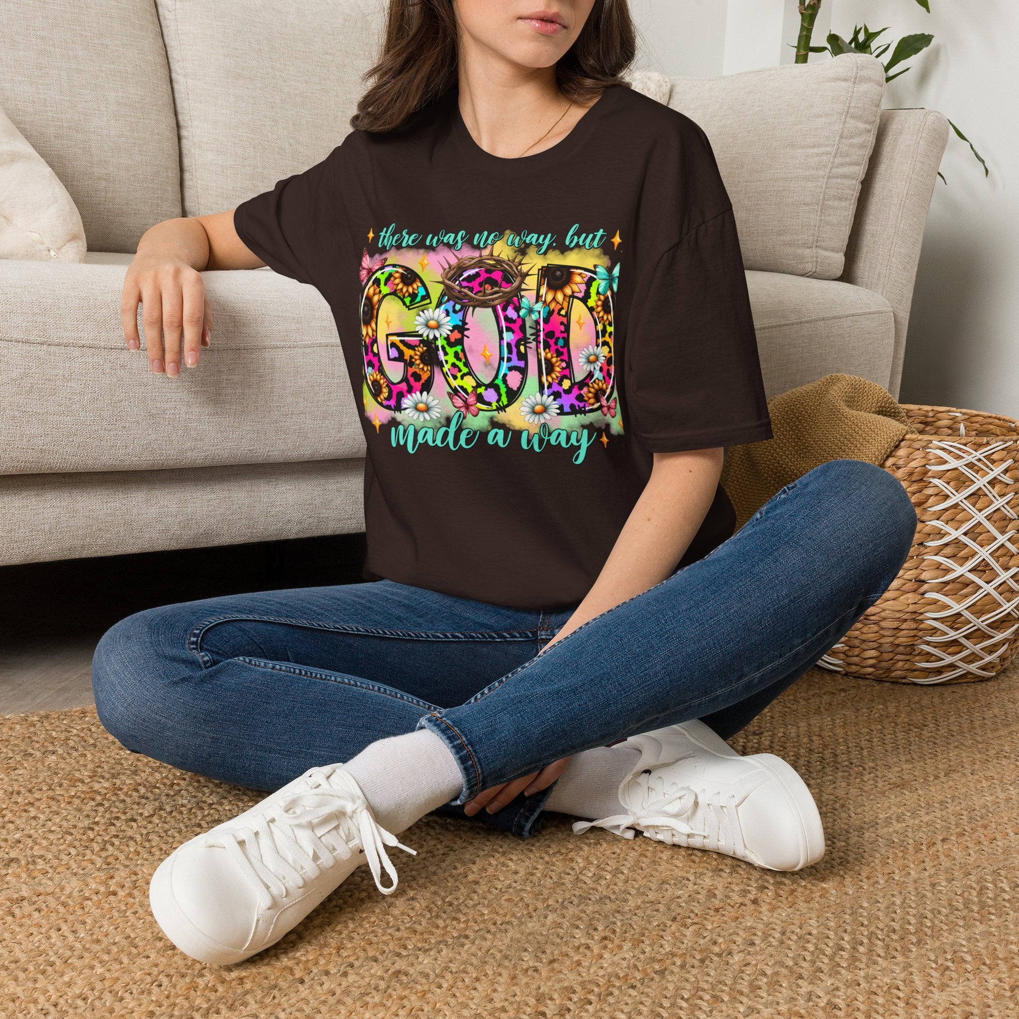 Floral 'God Made a Way' Christian Graphic T-Shirt