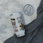 20oz Travel Tumbler — “Coffee Gets Me Through Keeping” Leopard & Coffee Cup Design
