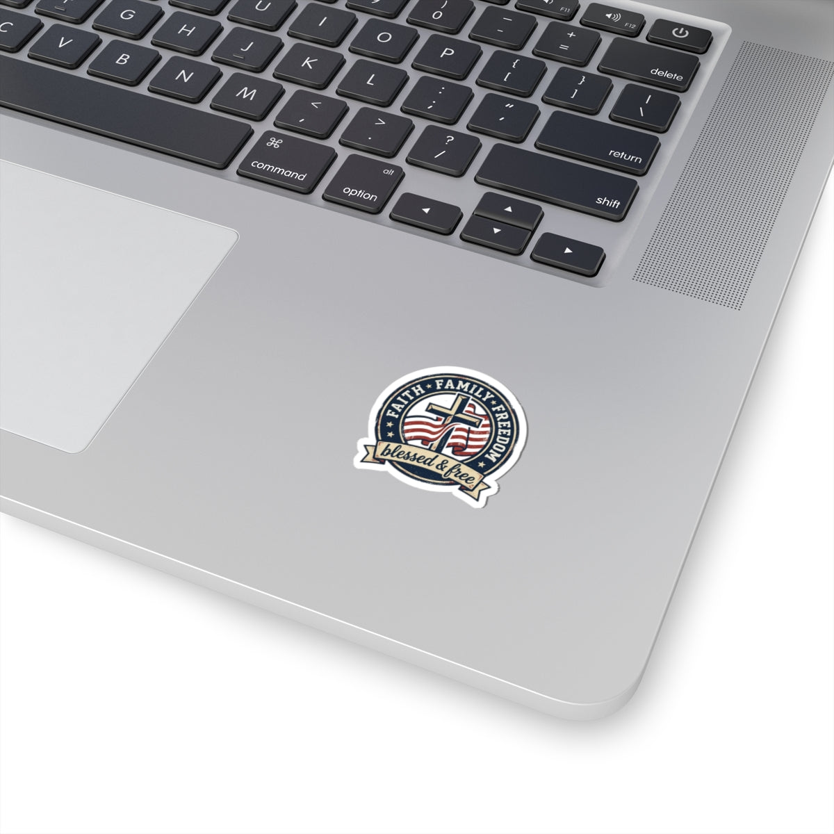 Faith Family Freedom 'Blessed & Free' Kiss-Cut Sticker | Patriotic, Vintage Americana