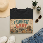Church Lady Burnout T-Shirt — Vintage Funny Christian Humor Tee for Busy Church Volunteers